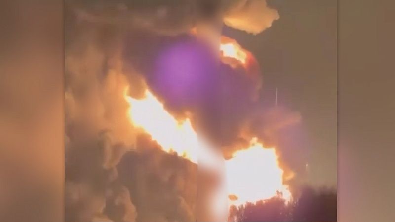 Очевидцы сняли на видео горящую после взрыва НПС «Кавказскую» на Кубани 