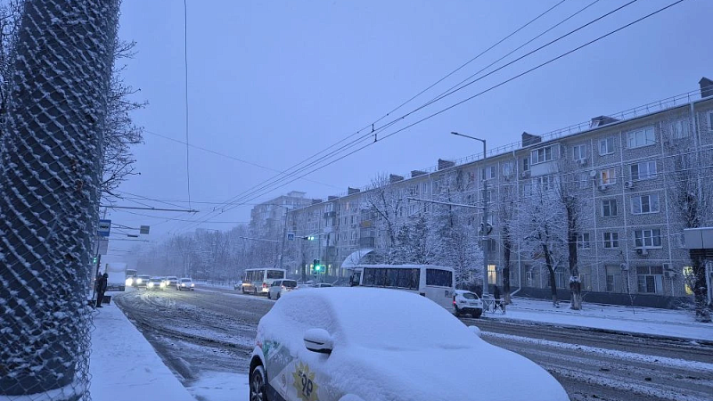 За ночь выпало около 15 см снега в Краснодаре