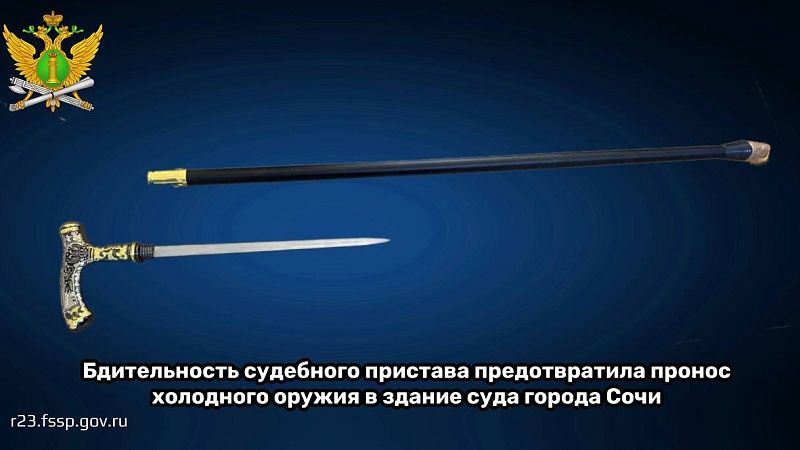 Посетитель суда хотел пронести в здание трость со скрытым клинком в Сочи