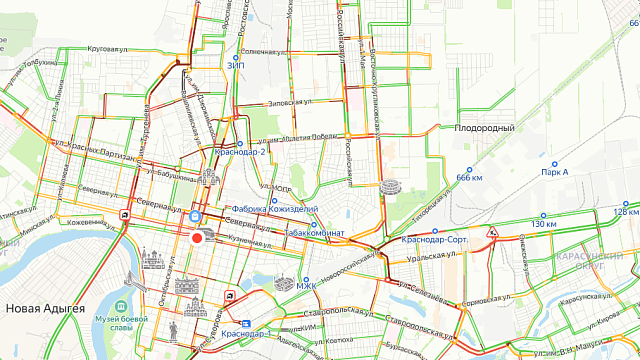 Красная паутина десятибалльных пробок охватила дождливый Краснодар