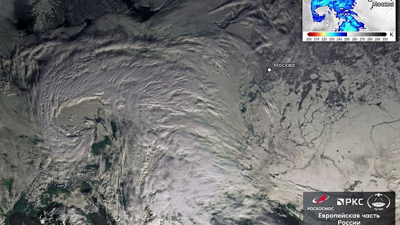 Снимок снежного циклона над Москвой опубликовал «Роскосмос»