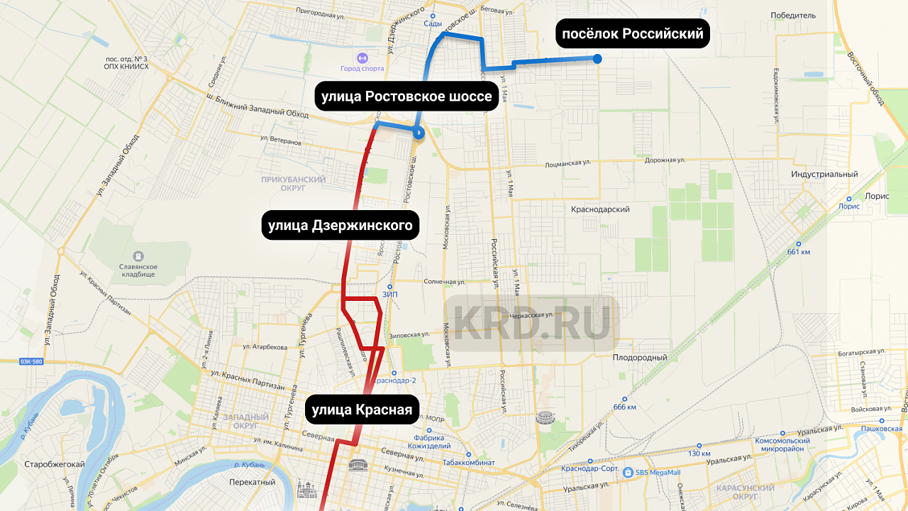 Новая схема движения автобуса №1/ krd.ru