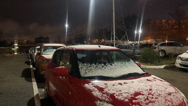 В Краснодаре выпал первый снег
