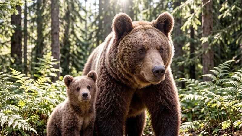 Медведица и медвежонок дважды за сутки приходили в совхоз «Южно-Сахалинский»
