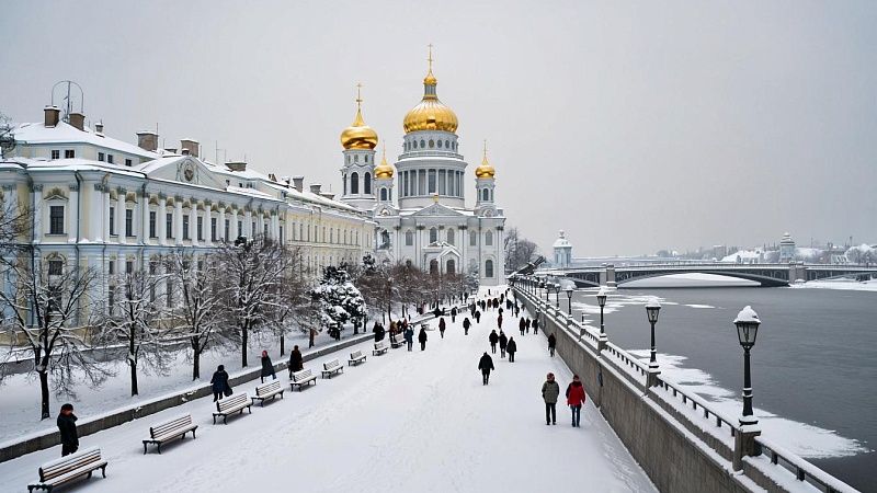 Первый снег засыпал улицы Санкт-Петербурга 