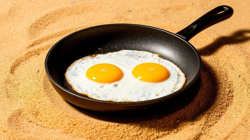 Появилось видео приготовления туристом яичницы на раскалённом песке на Кубани