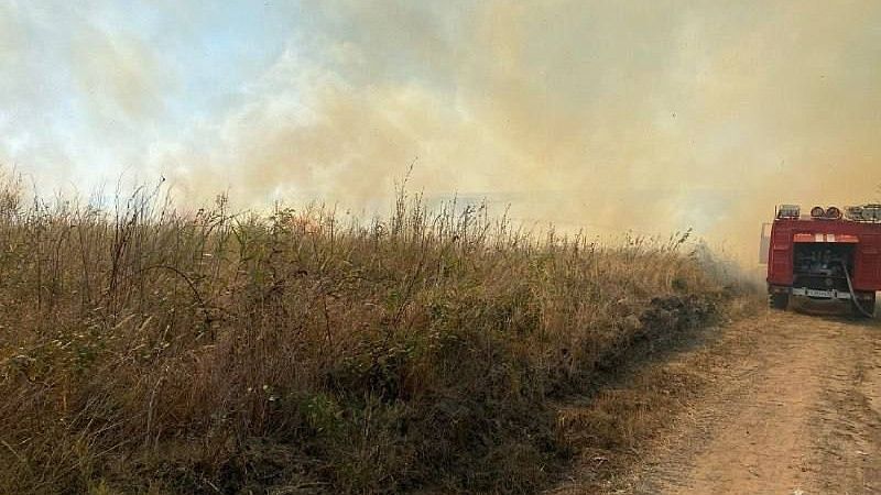 В Темрюкском районе горит 1 гектар сухой травы