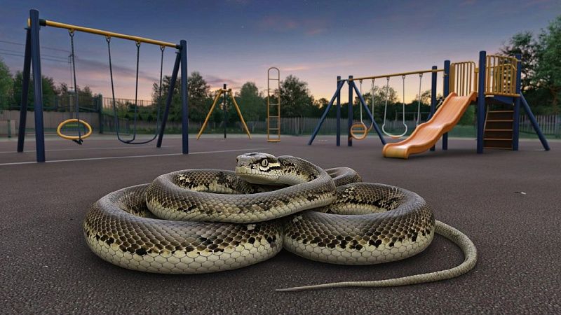Крупную змею заметили на детской площадке в Краснодаре