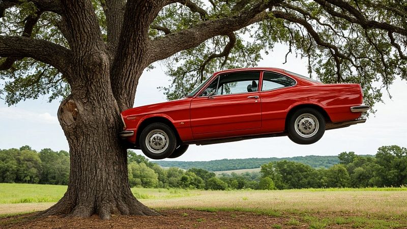 Машину забросило на дерево взрывной волной в Киеве