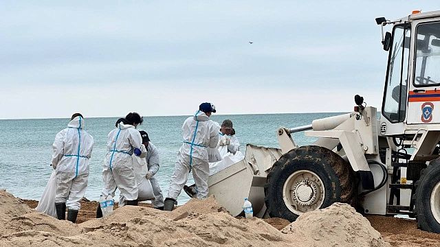 Специализированная техника за день очищает более 15 га замазученных пляжей Анапы 