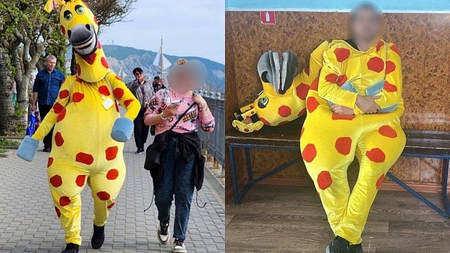 Жирафа-аниматора задержали на набережной Анапы