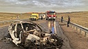 Кадры уничтоженной взрывом машины после ДТП с бензовозом показали в Туве
