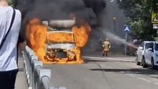 В Краснодаре после ДТП загорелся грузовой автомобиль