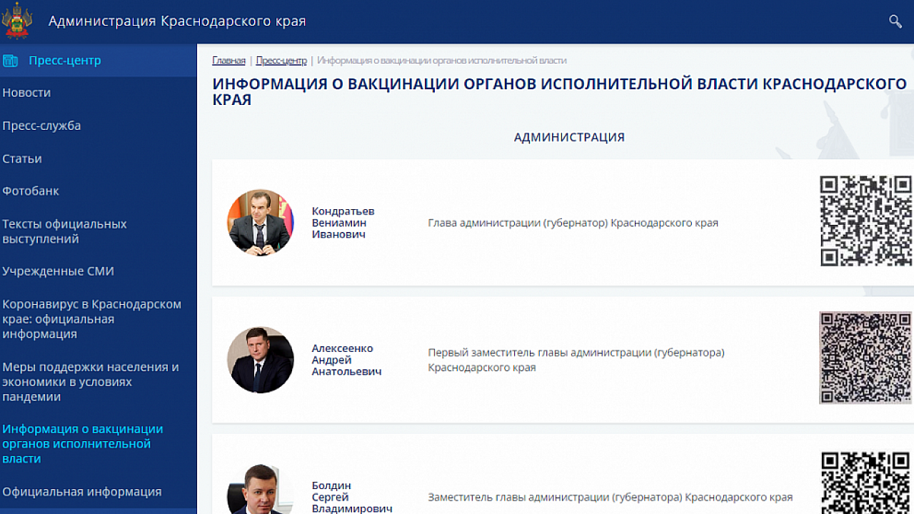 Сайт администрации Краснодарского края