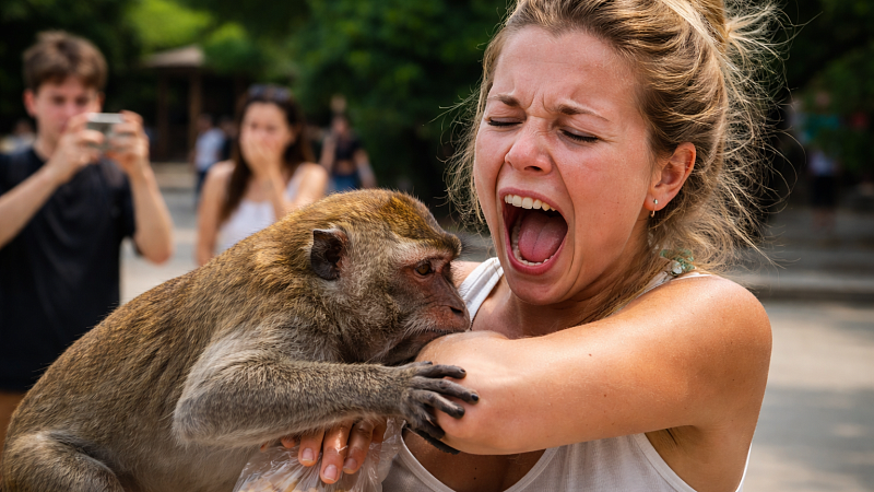 Россиянка пострадала после нападения агрессивной обезьяны во Вьетнаме