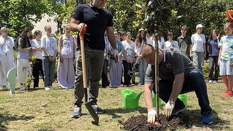Космонавты Овчинин и Вагнер высадили магнолии в преддверии Дня России в Сочи 