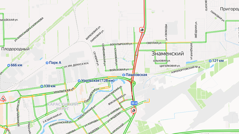 Пробка в шесть километров образовалась на Восточном обходе в Краснодаре