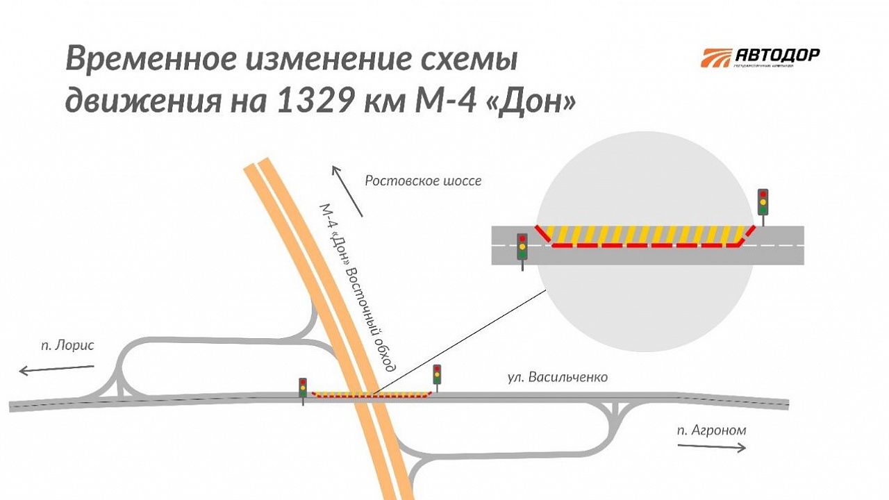 Временная схема движения по мосту над Восточным обходом. Фото: «Автодор» 