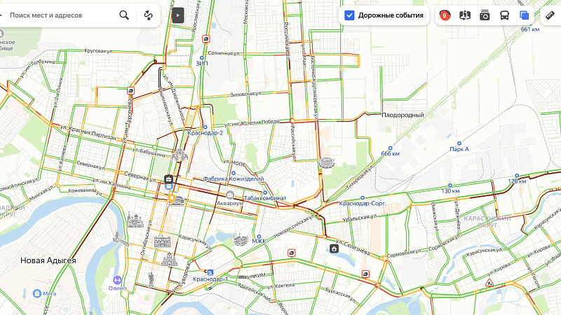 Десятибалльные пробки сковали Краснодар вечером 30 сентября