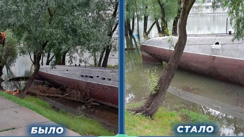 В Краснодаре река зашла на территорию парка 30-летия Победы