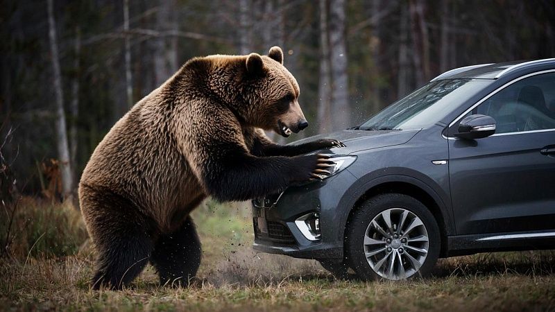 Мужчина прищемил лапу медведю дверью авто и спас свою жизнь на Камчатке 