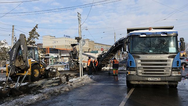 Начало строительства трамвайной ветки (2021 г.) Фото: телеканал «Краснодар»