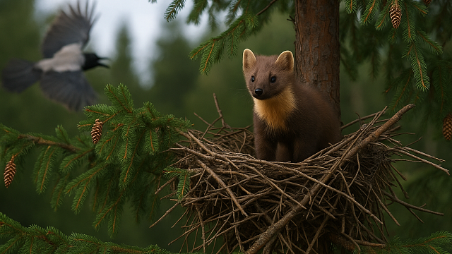Фотограф из Одинцово сняла редкую встречу с куницей в подмосковном лесу