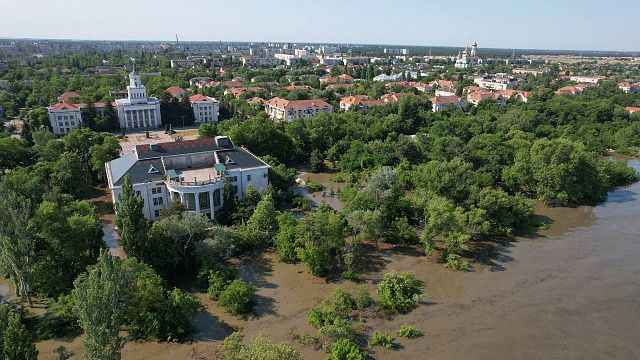 Затопленный центр Новой Каховки. Фото: t.me/VGA_NovayaKahovka
