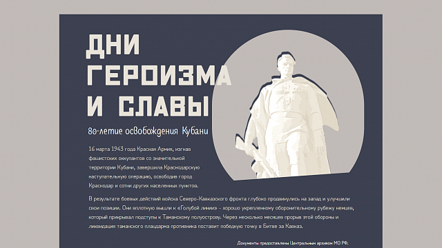 Министерство обороны России запустило мультимедийный портал к 80-летию освобождения Кубани 