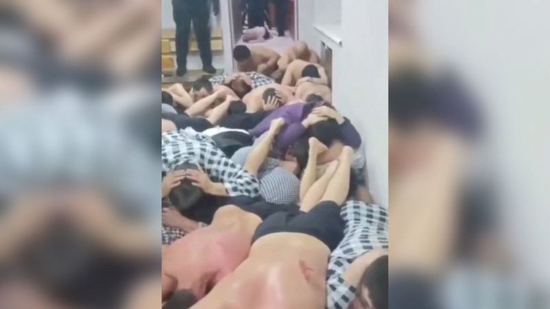 Появилось видео жесткого задержания киргизов в банном комплексе в Москве