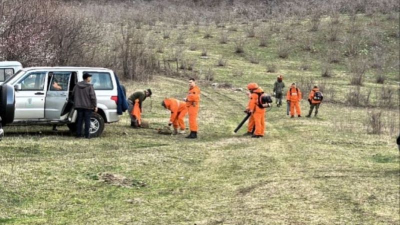 Спасатели дежурят на месте потушенного пожара в Лазаревском районе Сочи