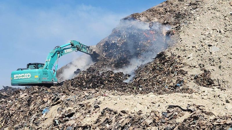 Площадь тления на полигоне сократилась до 20 квадратных метров в Новороссийске