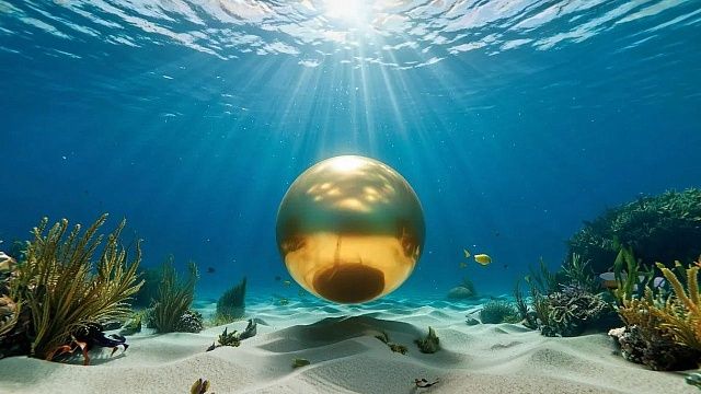 Необычный золотистый шар нашли ученые в глубинах Тихого океана