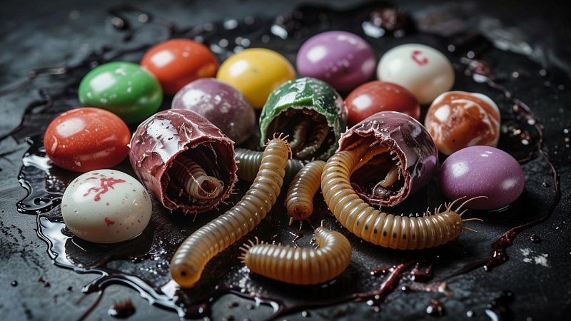 Россиянин снял на видео пугающее количество личинок в конфетах из «Магнита» 