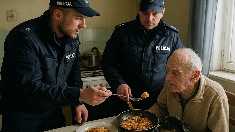 Полицейские накормили обедом одинокого инвалида и его собаку в Польше