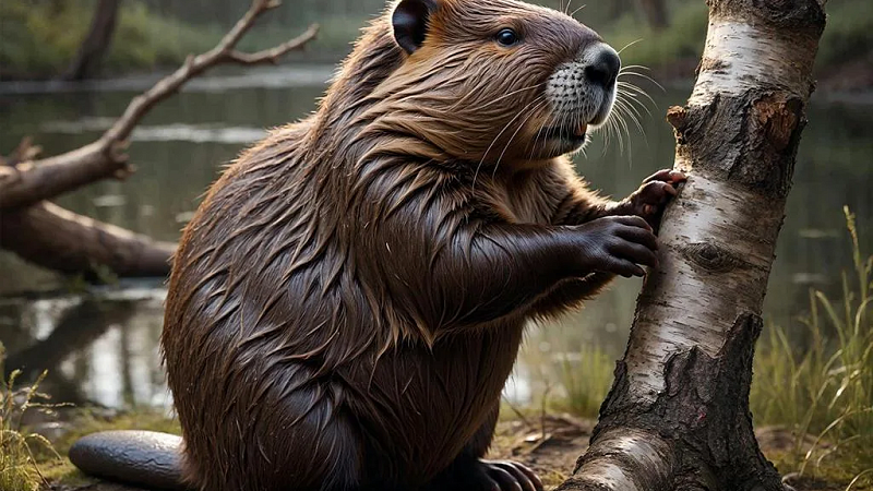 Бобер повалил дерево на припаркованную машину в Петербурге