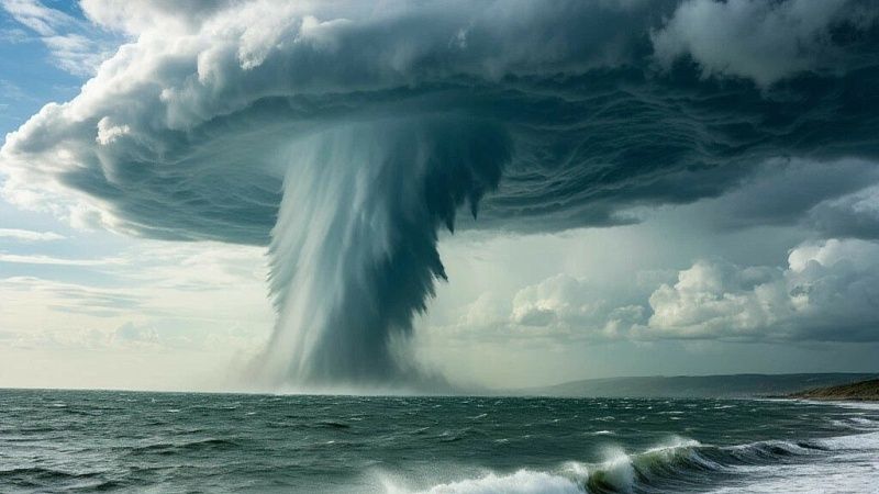 Очевидцы сняли на видео смерч над лиманом в станице Благовещенской