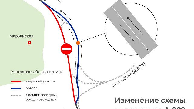 На 1305-м километре М-4 «Дон» под Краснодаром на майские праздники возобновят движение в штатном режиме Фото: Автодор