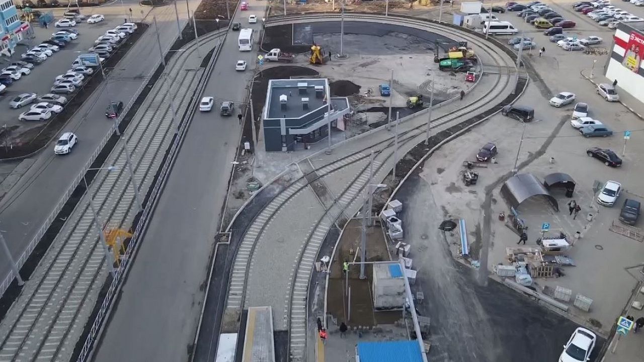 В Краснодаре завершилось строительство трамвайной ветки на ул. Московской/фото: https://t.me/alekseenko_krd