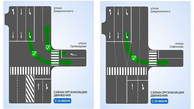 В Краснодаре изменят схему движения на двух перекрёстках улицы Дзержинского
