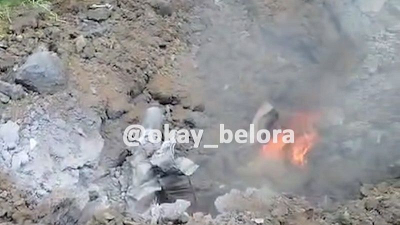 Очевидцы сняли подбитый беспилотник в Белореченском районе