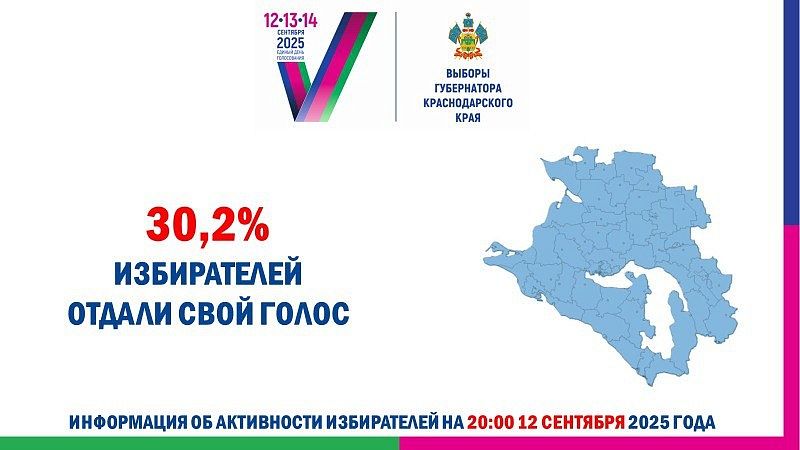 Явка на выборах губернатора Кубани в первый день составила 30,2%