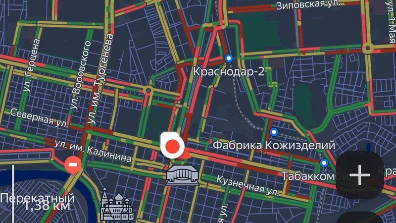 Девятибалльные пробки образовались в Краснодаре