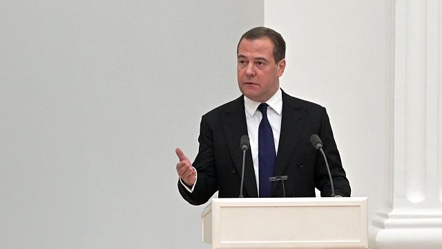Медведев прокомментировал риторику западных политиков. Фото: http://www.kremlin.ru/events/president/transcripts/67825/photos/67649