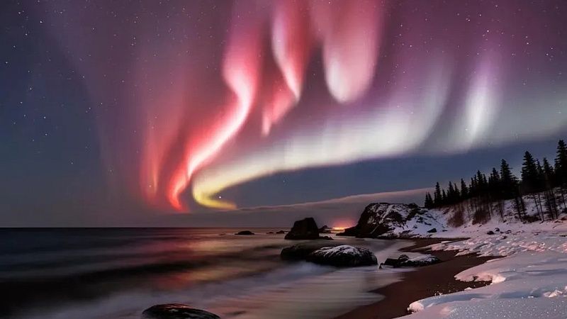 На видео сняли северное сияние жители Петропавловска-Камчатского