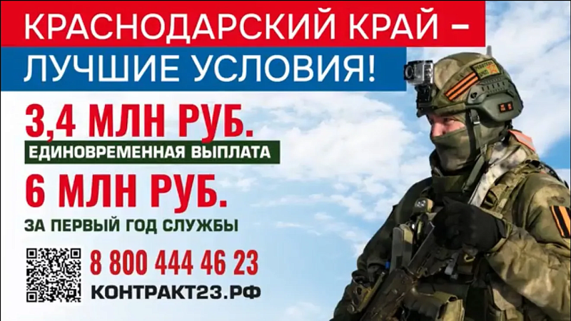 Самую высокую выплату контрактникам в ЮФО установила Кубань