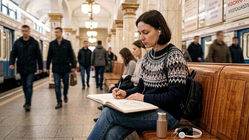 Рисующую пассажиров в метро художницу заметили в Новосибирске 