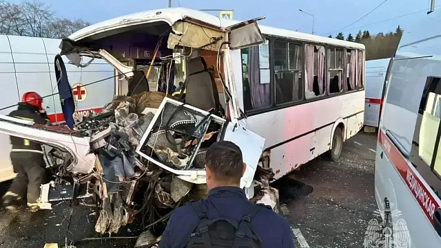 Появились кадры жесткого ДТП пассажирского автобуса с фурой в Ленобласти