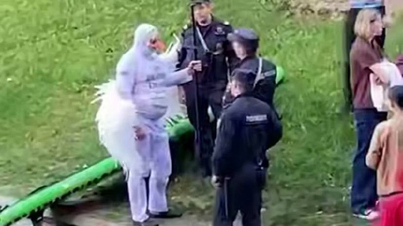 Мужчину-лебедя задержали на Патриарших прудах в Москве