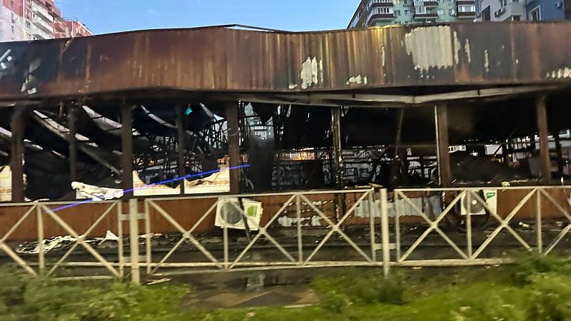 Опубликовано видео последствий мощного пожара на ярмарке в Краснодаре